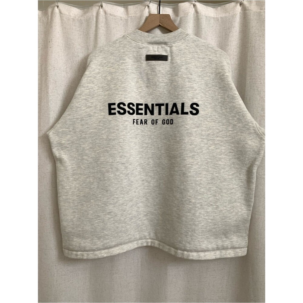 Essentials Crewneck Sweatshirt in Light Gray  Black Patch Felt Letters Label Med